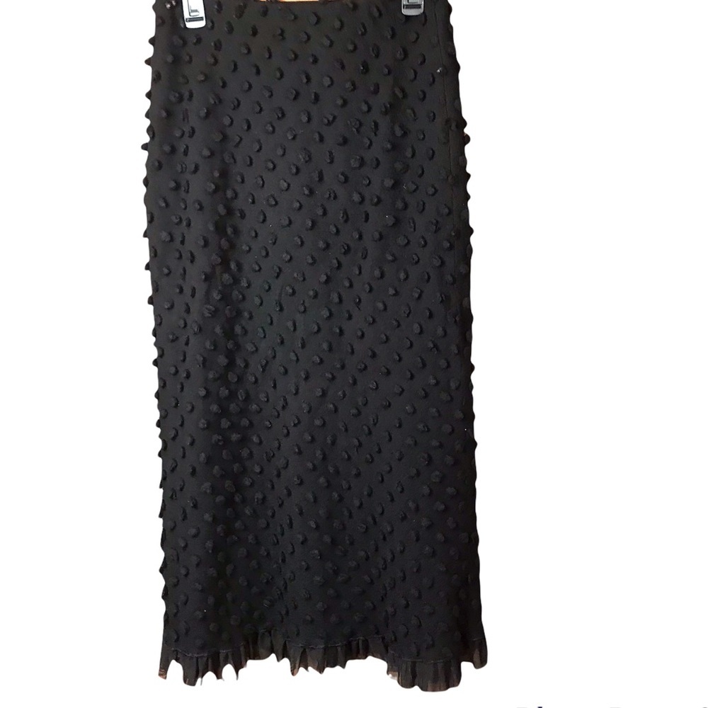 Vivian Shyu Wool Textured Midi Ruffle Hem Skirt Canada Black 3D Fabric A-line 6